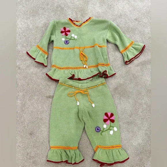 Zackali 4 Kids Green Knit girls knit set, size 2 - Picture 1 of 8